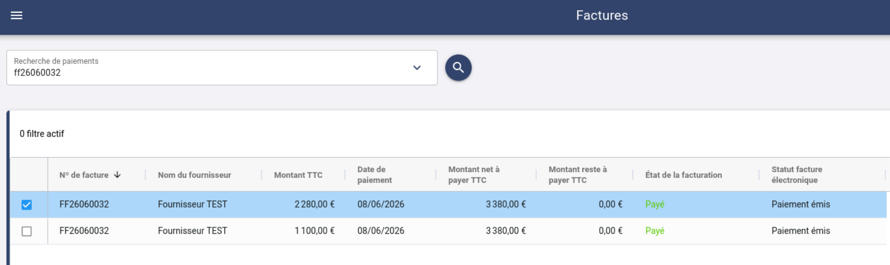 93 facture paiement emis